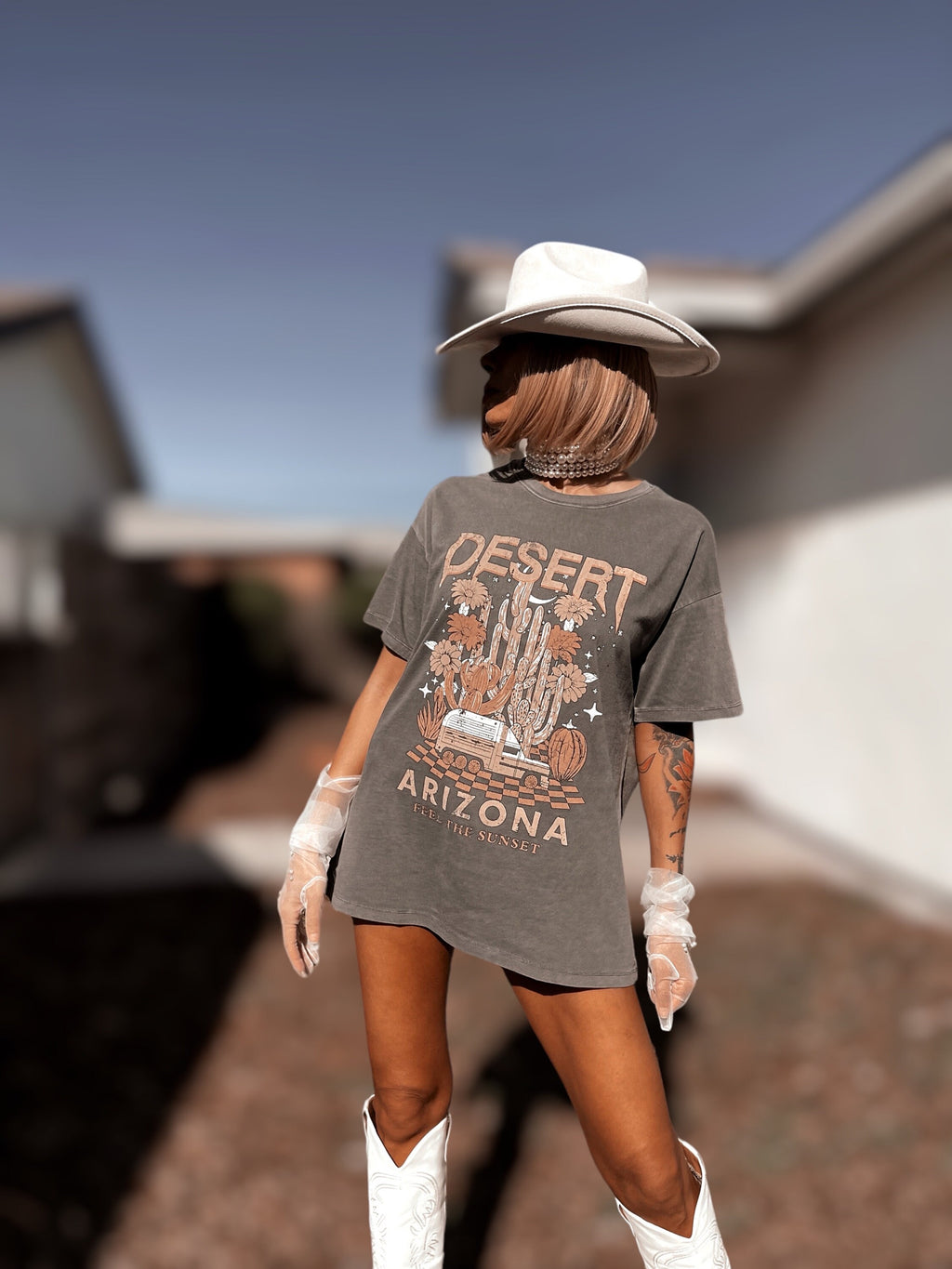 Western Arizona Oversize Tee, Cotton Cowgirl Dress, Bohemian Tee, Country Festival Outfit, Festival Tee, Texas Southern Style