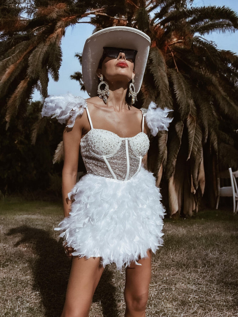 Boho Bridal Mini Wedding Party Gown With Faux Feather Bohemian Reception Dress Bachelorette Party Elopement Dress Fringe Dress Tulle Boho Bridal Mini Wedding Party Gown With Faux Feather Bohemian Reception Dress Bachelorette Party Elopement Dress Fringe Dress Tulle