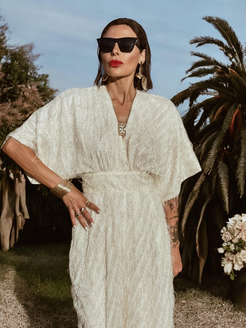 Boho Bridal Kimono Sleeve Fringe Jumpsuit Bachelorette Party