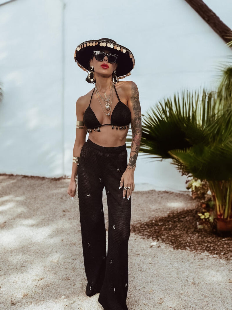 Western Crochet Cowboy Knit Gold Embellished Rave Set Bachelorette