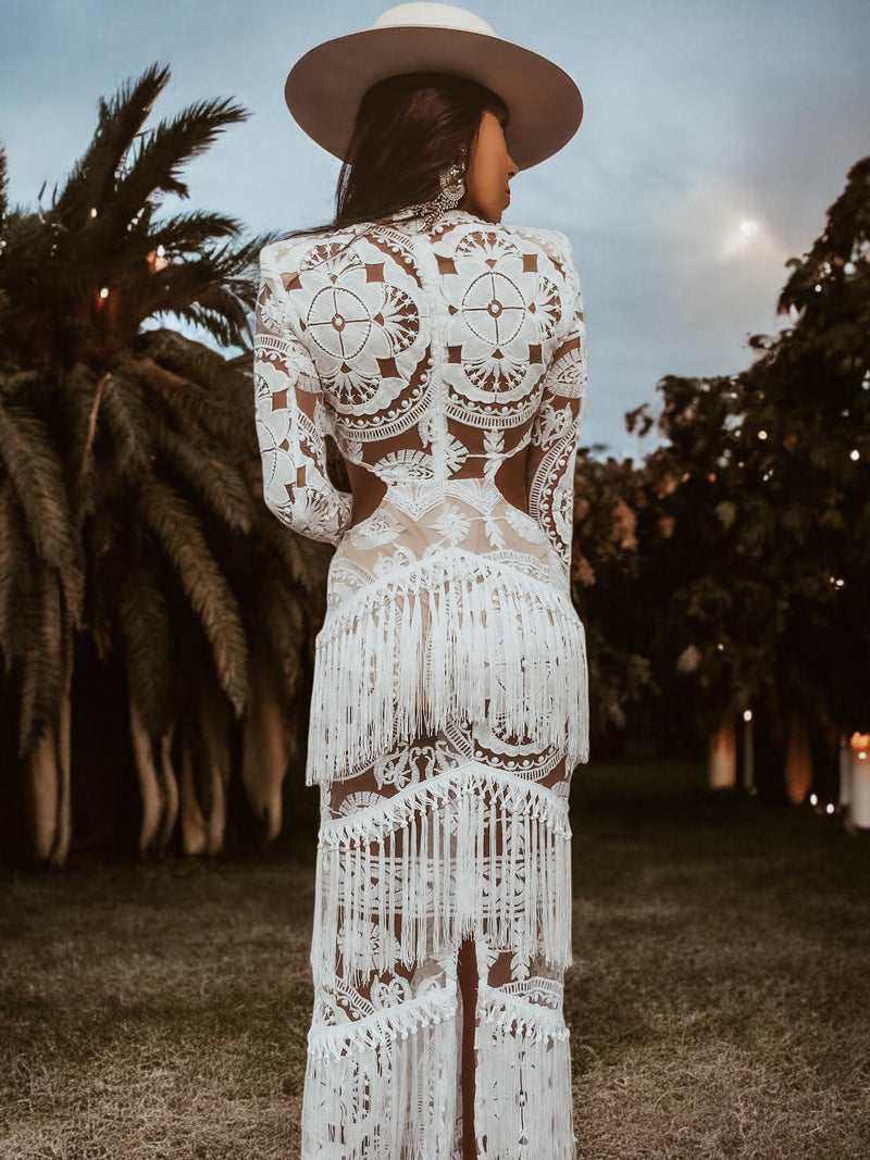 Boho Bridal Fringe Wedding Gown Bachelorette Party Dress Western Bride Gypsy Tale Boho Bridal Fringe Wedding Gown Bachelorette Party Dress Western Bride Gypsy Tale