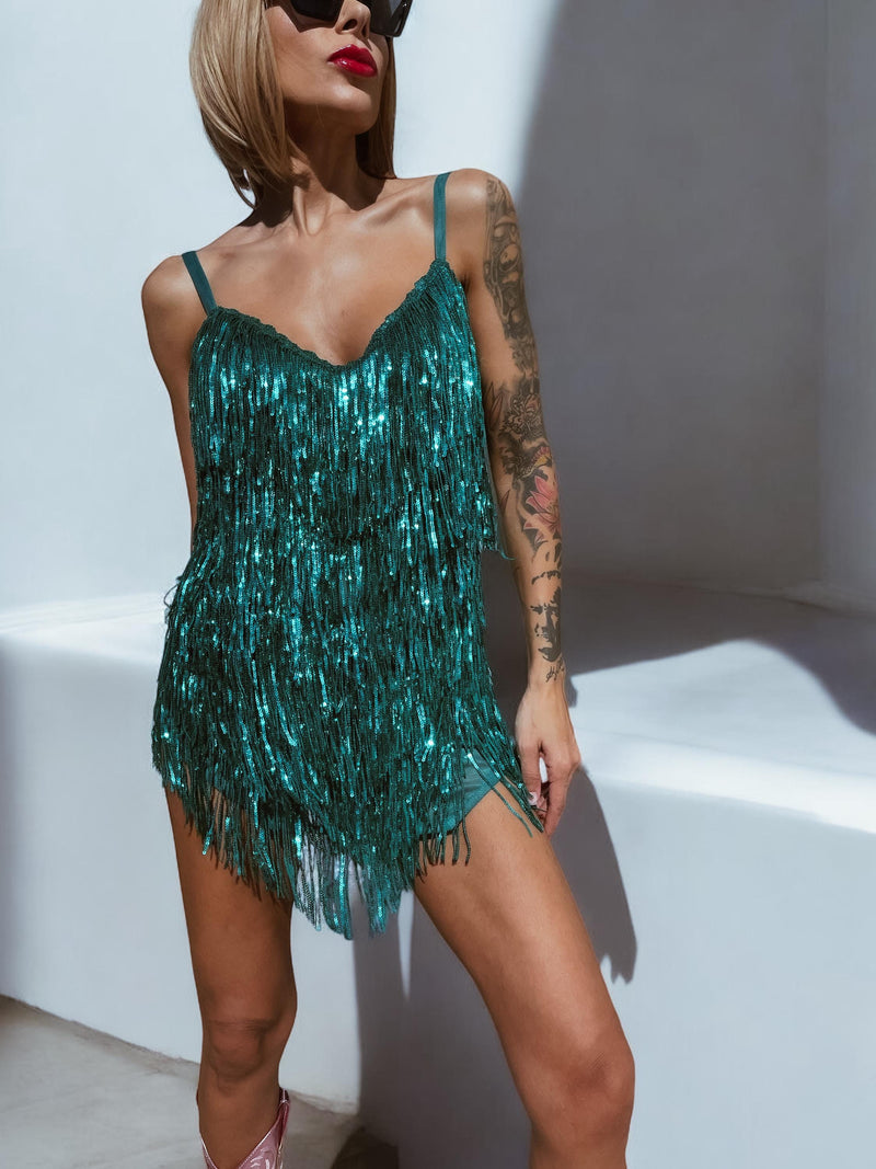 Teal Green Era Inspired Dress Rainbow Sequin Fringe Stage Dress Space Cowboy Cowgirl Outfit Bachelorette Party Festival Concert Dress Teal Green Era Inspired Dress Rainbow Sequin Fringe Stage Dress Space Cowboy Cowgirl Outfit Bachelorette Party Festival Concert Dress