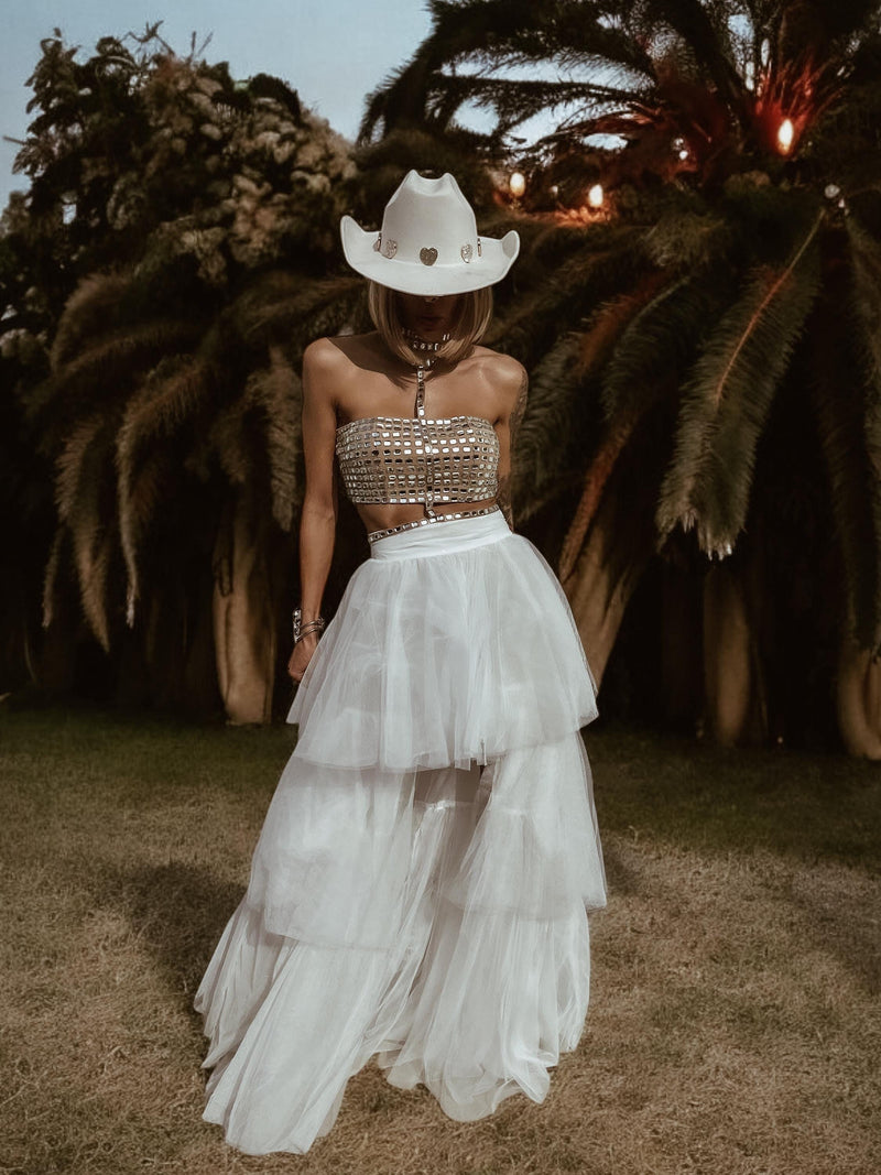 White tutu maxi skirt cheap