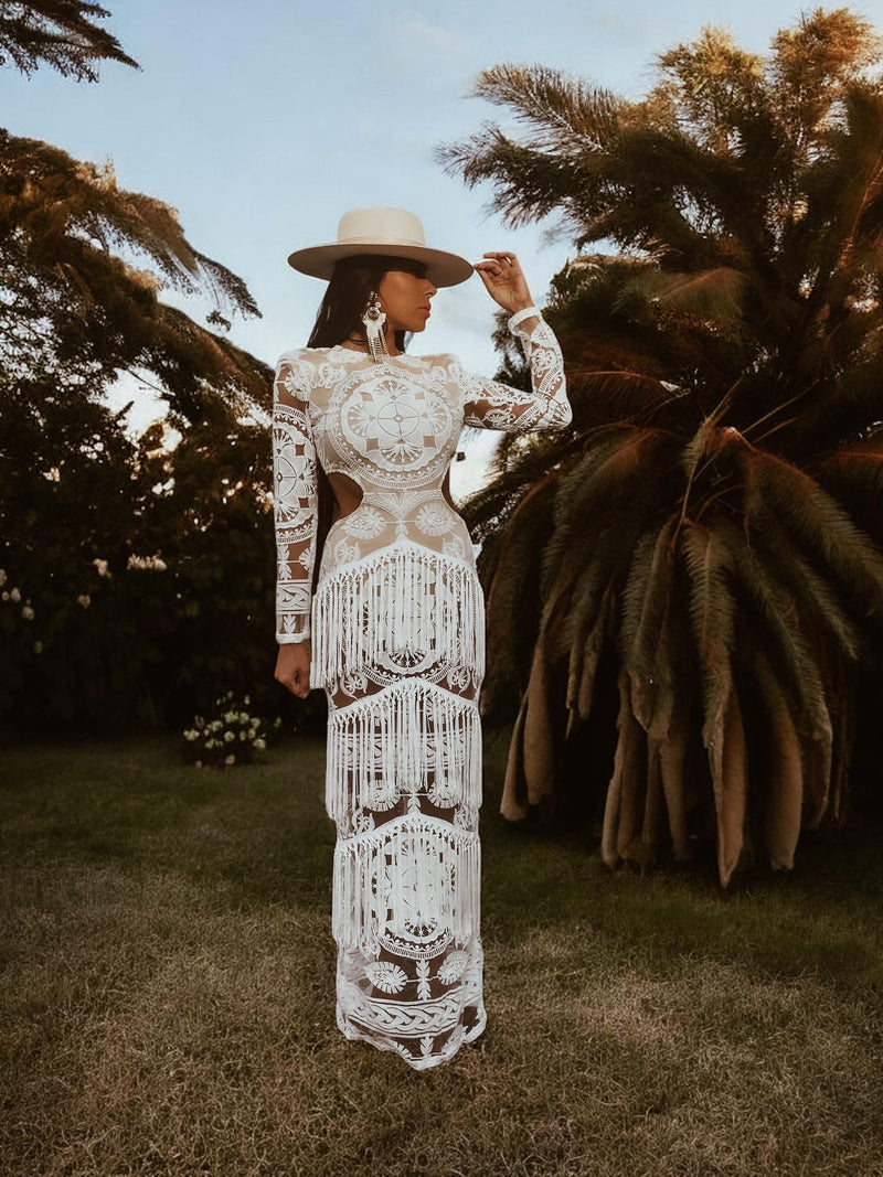 Boho Bridal Fringe Wedding Gown Bachelorette Party Dress Western Bride Gypsy Tale Boho Bridal Fringe Wedding Gown Bachelorette Party Dress Western Bride Gypsy Tale