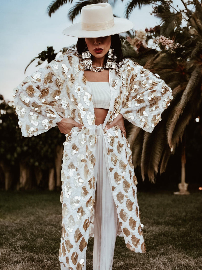 Matte Gold Fringe Sequin Maxi Kimono Festival Rave Gold Jacket Boho Kimono Goddess Gold Metallic Maxi Coat Duster Gold Costume Bridal Jacket Matte Gold Fringe Sequin Maxi Kimono Festival Rave Gold Jacket Boho Kimono Goddess Gold Metallic Maxi Coat Duster Gold Costume Bridal Jacket