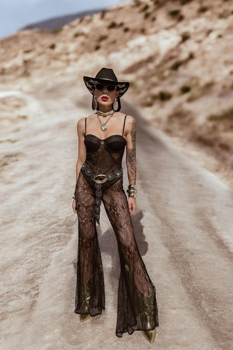 Lace Bell Bottom Jumpsuit, Cowgirl Lace Jumpsuit, Western Glam Festiva Gypsy Tale Lace Bell Bottom Jumpsuit, Cowgirl Lace Jumpsuit, Western Glam Festiva Gypsy Tale