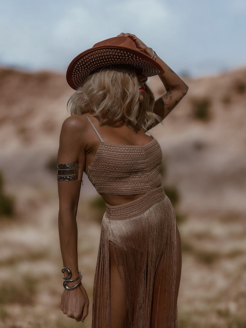 Brown Fringe Goddess Festival Bodysuit, Fringe Cowgirl Outfit, Festiva Gypsy Tale Brown Fringe Goddess Festival Bodysuit, Fringe Cowgirl Outfit, Festiva Gypsy Tale