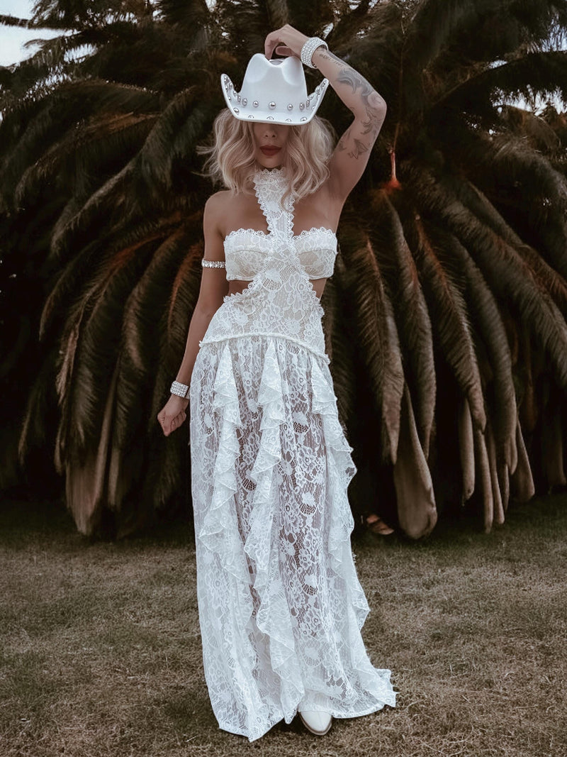 Boho Bridal Lace Gown, Bohemian Western Bride Dress, Bachelorette Party Dress, Boho Elopement Dress Boho Bridal Lace Gown, Bohemian Western Bride Dress, Bachelorette Party Dress, Boho Elopement Dress