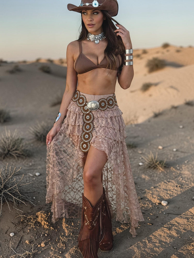 Boho Lace Maxi Skirt, Bohemian Cowgirl Skirt, Western Lace Skirt, Bohe – Gypsy Tale