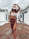 High Slit Linen Blend Bali Tulum Maxi Cut Out Skirt