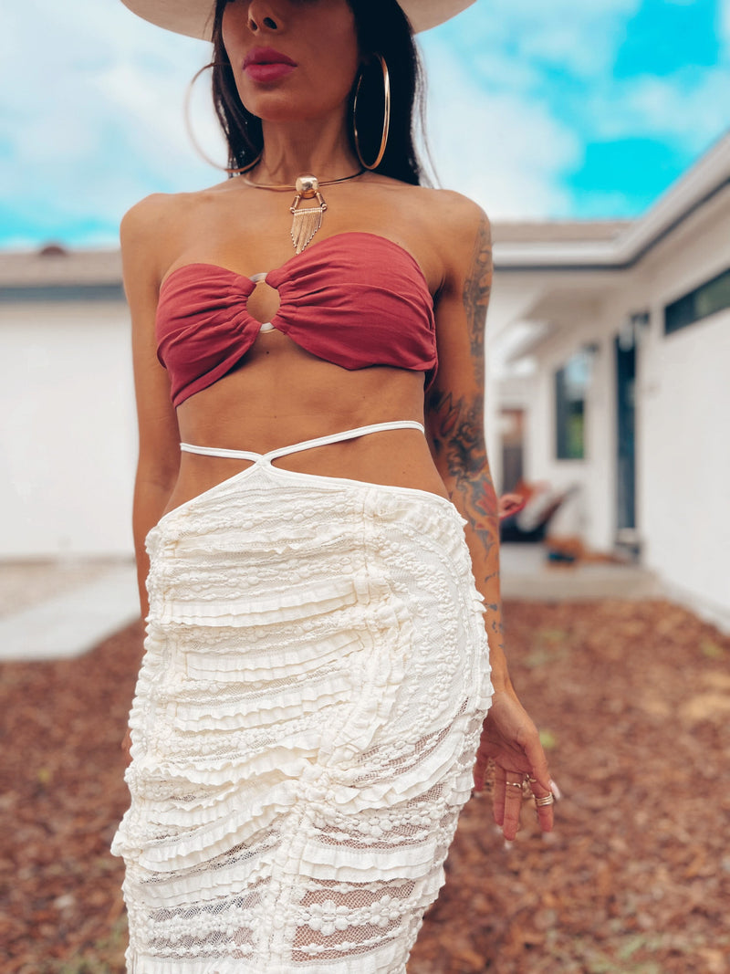 Bali Style Bandeau O Ring Strapless Bardot Cotton Top