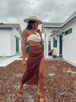 High Slit Linen Blend Bali Tulum Maxi Cut Out Skirt