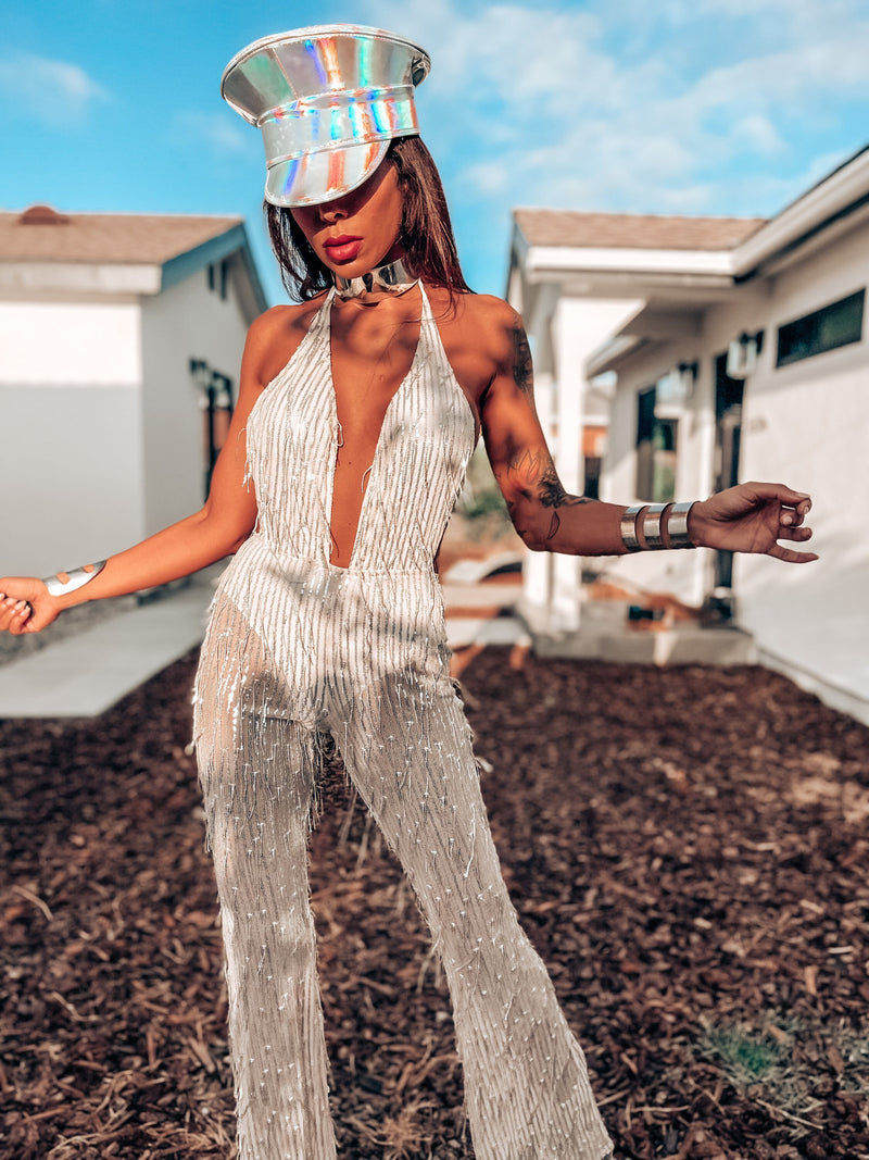 Festival Sequin Fringe Backless Flare Jumpsuit – Gypsy Tale