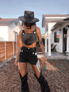 Western Denim Black Cowgirl Star Fringe Rave Set