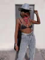 Festival Diamond Fringe Pants, Rhinestone Fringe Western Jeans, Country Western Cowgirl Denim, Bridal Diamond Pants, Denim Bride