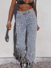 Festival Diamond Fringe Pants, Rhinestone Fringe Western Jeans, Country Western Cowgirl Denim, Bridal Diamond Pants, Denim Bride