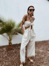 Cotton Blend Tassel Fringe Boho Pants Set Festival Outfit Tulum Bali Vacation Outfit Yoga Goddess Kundalini Pants Western Fringe Rave Set