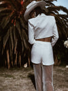 Diamond Bachelorette Party Blazer Set Cowgirl Bridal Pants Set Festival Clothing Western Barn Wedding White Set Party