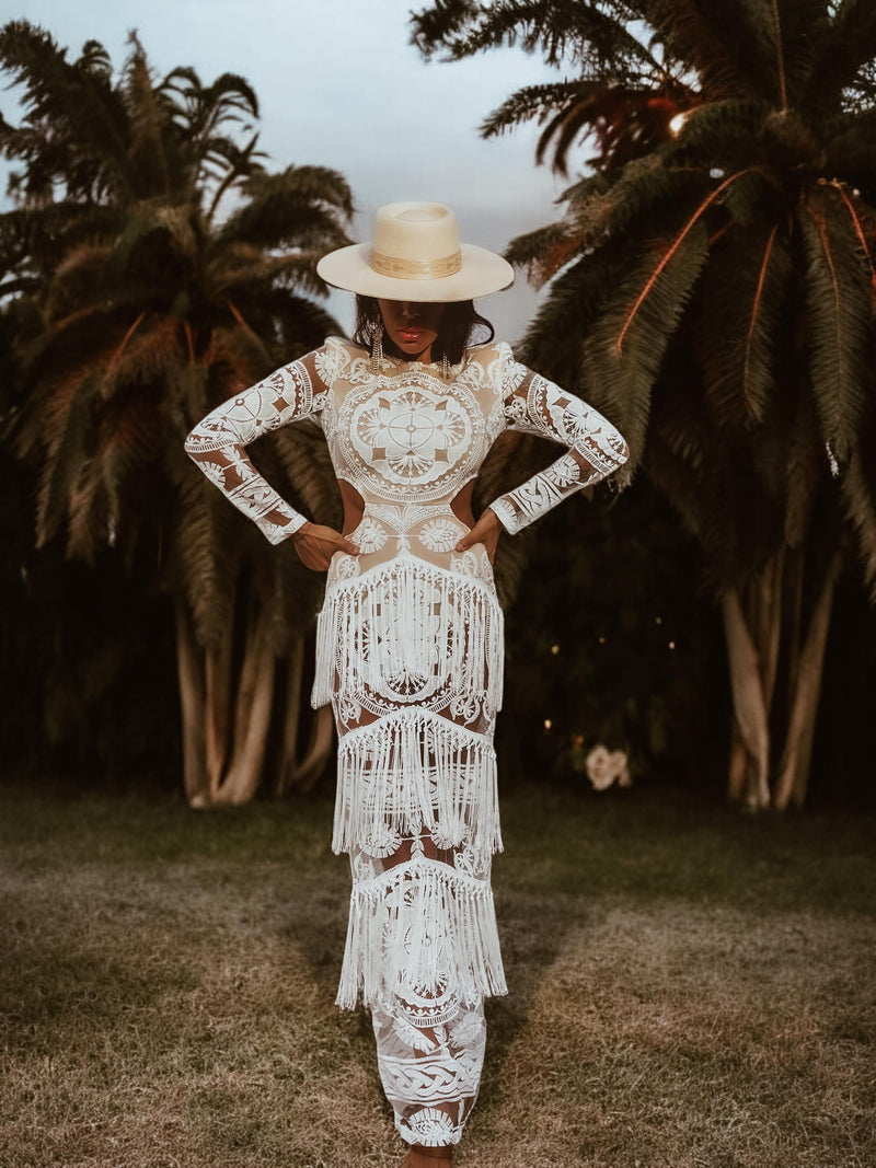 Boho Bridal Fringe Wedding Gown Bachelorette Party Dress Western Bride Gypsy Tale Boho Bridal Fringe Wedding Gown Bachelorette Party Dress Western Bride Gypsy Tale