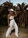 Boho Bridal Cut Out Tassel Fringe Jumpsuit Bachelorette Party Outfit Wedding Reception Dress