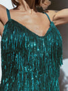 Teal Green Era Inspired Dress Rainbow Sequin Fringe Stage Dress Space Cowboy Cowgirl Outfit Bachelorette Party Festival Concert Dress