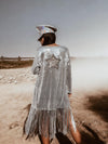 Silver Western Fringe Sequin Star Kimono Rave Festival Kimono Country Western Desert  Gypsy