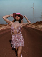Western Cowgirl Sequin Fringe Skirt Set Space Cowboy Outfit Bachelorette Party Outfit Festival Outfit Halloween Disco Costume