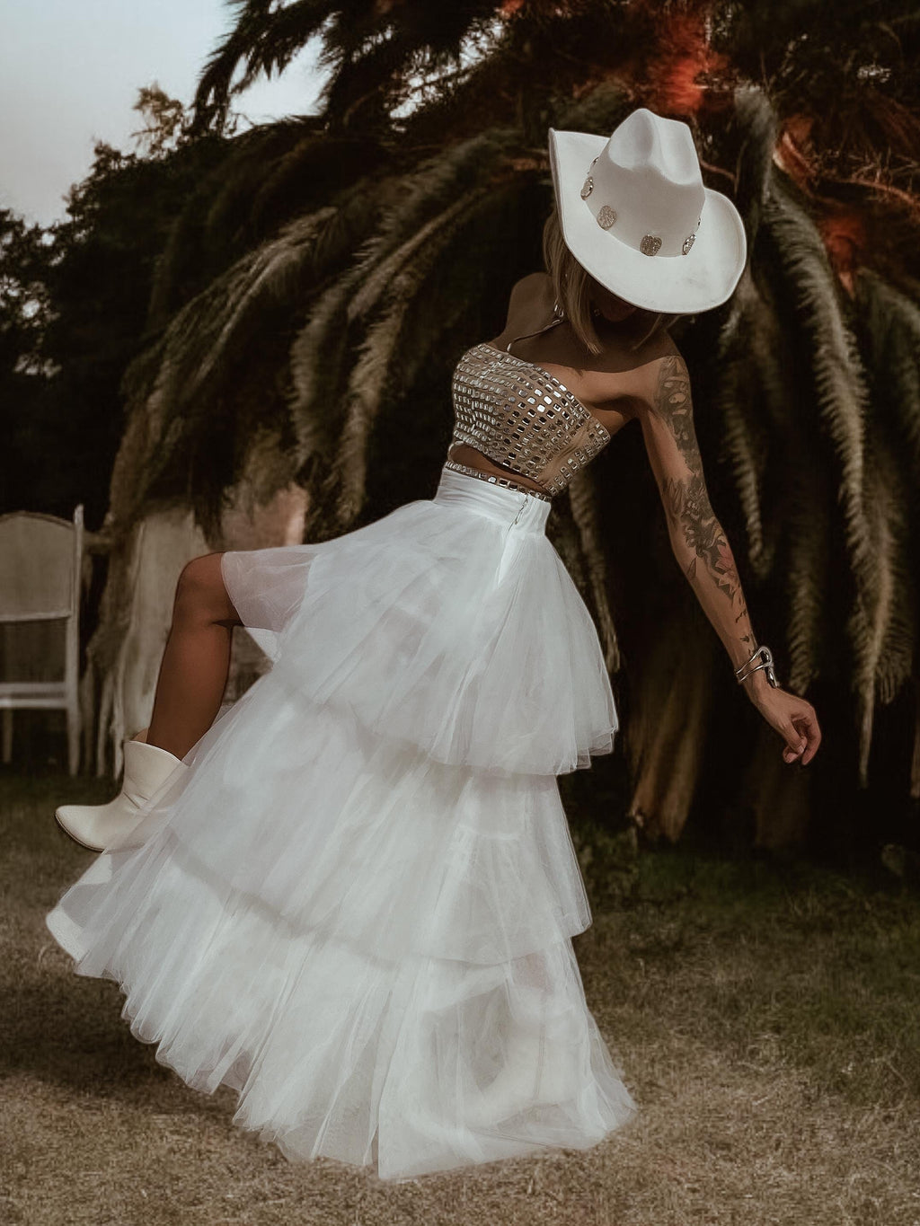 White Tulle Skirt Women Bridal Tutu Western Maxi Skirt Bachelorette Party Outfit