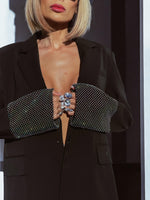Rhinestone Oversize Blazer, Shiny Diamond Jacket, Crystal Boyfriend Blazer, Reception Cocktail Prom Jacket, Wedding Bachelorette Party Top