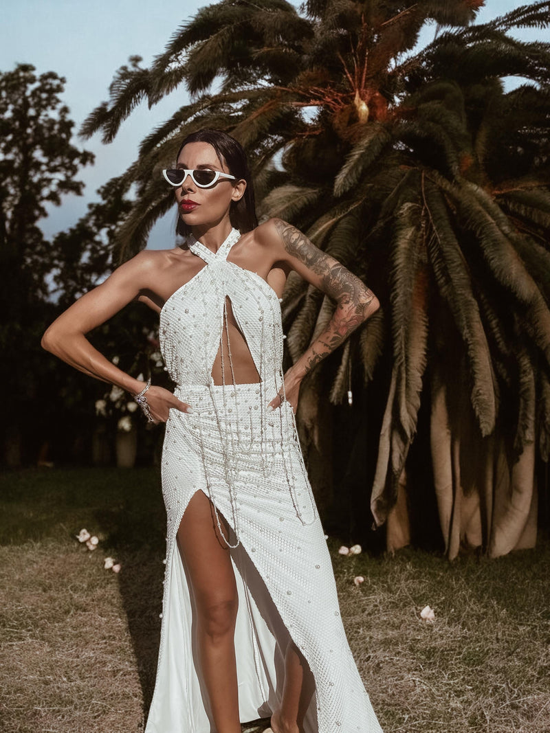 Boho Bridal Pearl Fringe Beach Wedding Gown Bachelorette Party Dress W Gypsy Tale Boho Bridal Pearl Fringe Beach Wedding Gown Bachelorette Party Dress W Gypsy Tale