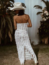 Boho Western Fringe Wedding Gown, Bachelorette Party Dress, Western Bride Gypsy Bohemian Festival Outfit, Sequin Fringe Maxi Dress