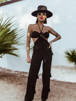 Bohemian Knit Embellished Fringe Jumpsuit Bachelorette Party Outfit Wedding Reception Dress Goddess Vacation Pants