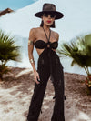 Bohemian Knit Embellished Fringe Jumpsuit Bachelorette Party Outfit Wedding Reception Dress Goddess Vacation Pants