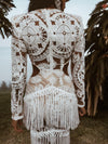 Boho Bridal Fringe Wedding Gown Bachelorette Party Dress Western Bride Gypsy Bohemian Festival Outfit