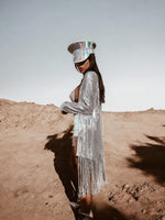 Silver Western Fringe Sequin Star Kimono Rave Festival Kimono Country Western Desert  Gypsy