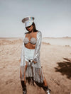 Silver Western Fringe Sequin Star Kimono Rave Festival Kimono Country Western Desert  Gypsy