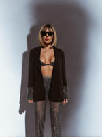 Rhinestone Oversize Blazer, Shiny Diamond Jacket, Crystal Boyfriend Blazer, Reception Cocktail Prom Jacket, Wedding Bachelorette Party Top