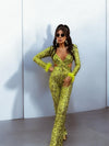 Green Disco Sequin Jumpsuit Festival Cut Out Jumpsuit Disco 70s Inspired Retro Jumpsuit Festival Rave Party Neon Sequin Cowgirl Costume