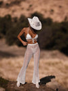 Bachelorette Western Sequin Pants Set Country Festival Cowgirl Outfit Western Bell Bottom Pants Fringe Disco Outfit