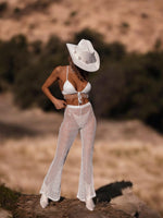 Bachelorette Western Sequin Pants Set Country Festival Cowgirl Outfit Western Bell Bottom Pants Fringe Disco Outfit
