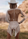 Rose Gold Fringe Goddess Festival Set, Sequin Fringe Cowgirl Outfit, Festival Rave CountryGirl Outfit, Three Piece Bachelorette Party Outfit