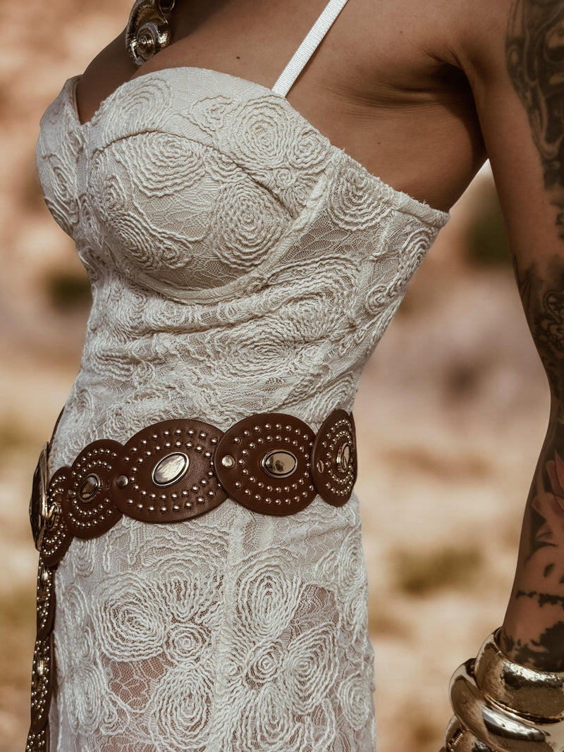 Boho Studded Faux Leather Belt, Bohemian Gold Belt, Western Cowgirl Waist Belt, Country Girl Studded Festival Belt
