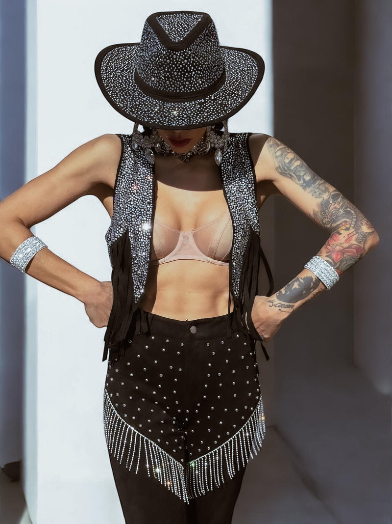 Rhinestone Diamond Cowboy Hat, Western Glam Cowboy Hat, Diamond Embellished Festival Hat, Bling Shiny Cowgirl Hat, Diamond Bachelorette Hat