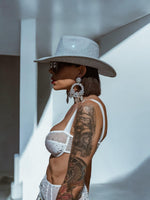Rhinestone Diamond Denim Cowboy Hat, Western Glam Cowboy Hat, Diamond Embellished Festival Hat, Bling Shiny Cowgirl Hat, Bachelorette Hat