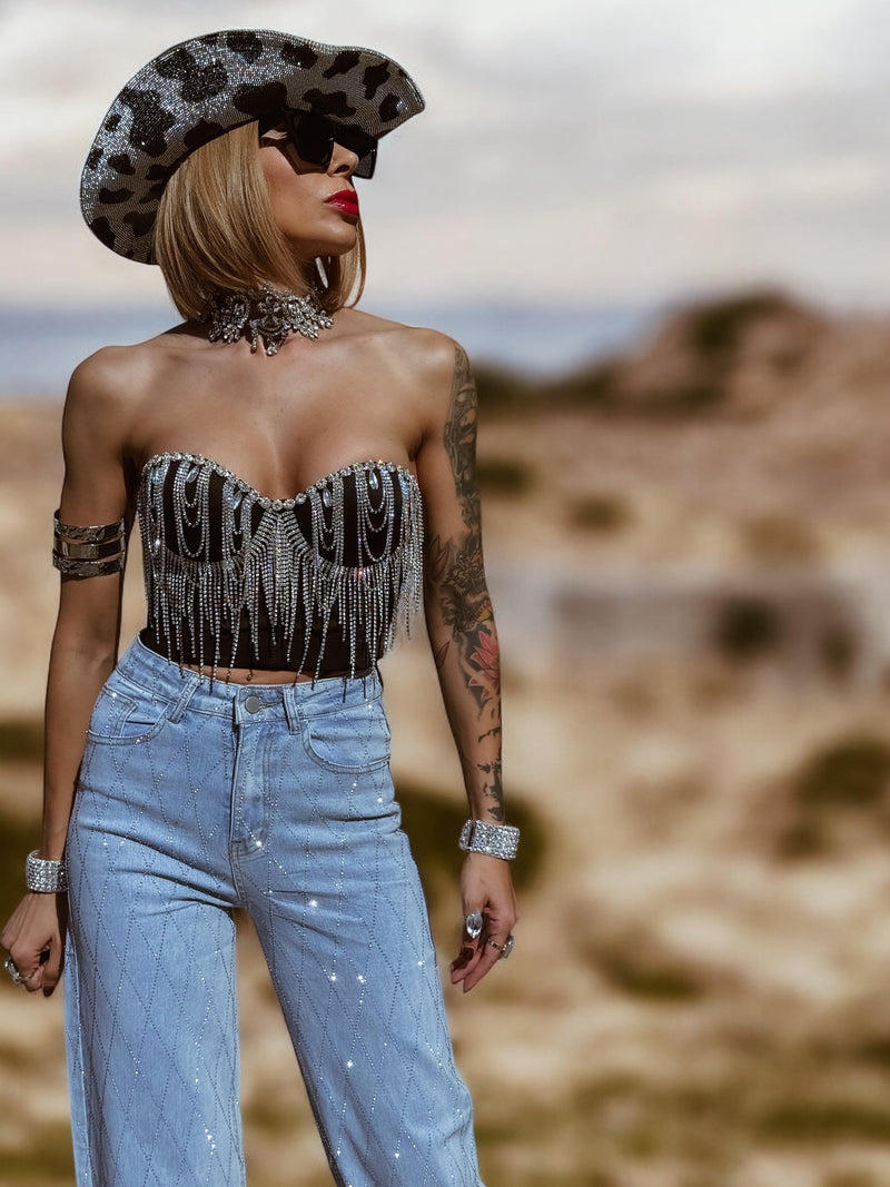 Rhinestone Western Fringe Top, Silver Cowgirl Outfit,Diamond Top Bache Gypsy Tale Rhinestone Western Fringe Top, Silver Cowgirl Outfit,Diamond Top Bache Gypsy Tale
