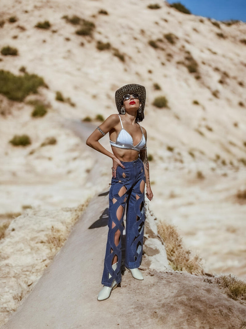 Cut Out Chaps FWestern Flare Jeans, Pu Festival Chaps Style Denim Pant Gypsy Tale Cut Out Chaps FWestern Flare Jeans, Pu Festival Chaps Style Denim Pant Gypsy Tale