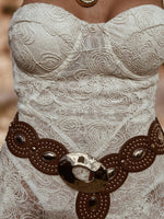 Boho Studded Faux Leather Belt, Bohemian Gold Belt, Western Cowgirl Waist Belt, Country Girl Studded Festival Belt