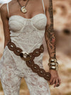 Boho Studded Faux Leather Belt, Bohemian Gold Belt, Western Cowgirl Waist Belt, Country Girl Studded Festival Belt