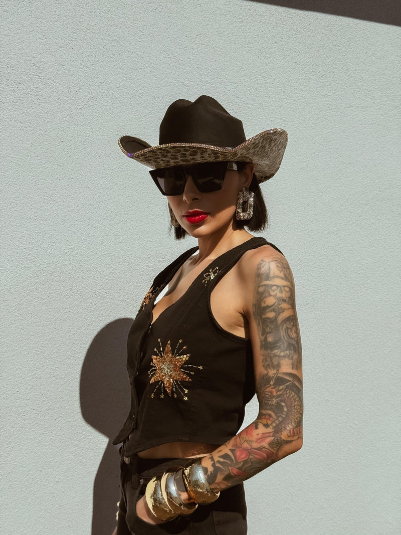 Leopard Rhinestone Diamond Cowboy Hat, Western Glam Cowboy Hat, Diamond Embellished Festival Hat,Shiny Cowgirl Hat, Diamond Bachelorette Hat