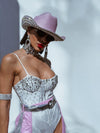 Pink Rhinestone Diamond Cowboy Hat, Western Glam Cowboy Hat, Pearl Embellished Festival Hat, Bling Shiny Cowgirl Hat, Pink Bachelorette Hat